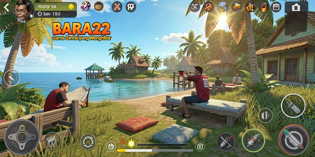 Tangkapan layar utama BARA22 menunjukkan gameplay yang seru dan menghibur.