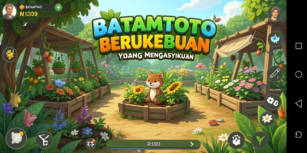 Tangkapan layar gameplay seru dari BATAMTOTO dengan suasana berkebun.