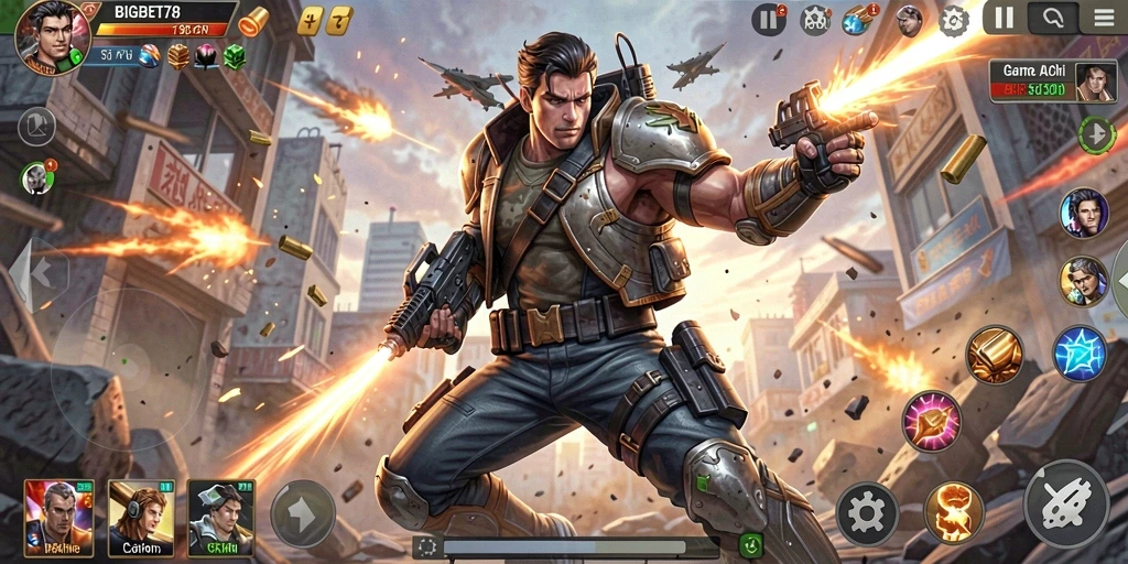 Screenshot gameplay BIGBET78 menunjukkan pertempuran seru dan dinamis.