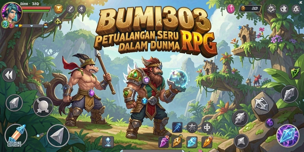 Tampilan gameplay BUMI303 dengan karakter dan pertarungan seru dalam dunia RPG.