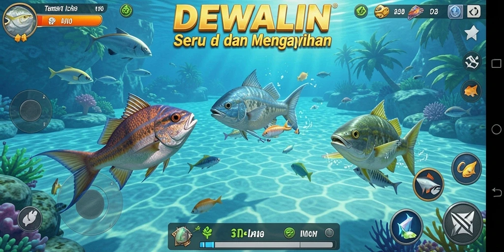 Gameplay menarik DEWALIN menembak ikan di lautan.