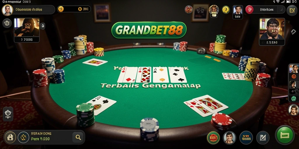 Tampilan gameplay Poker menegangkan dalam GRANDBET88.