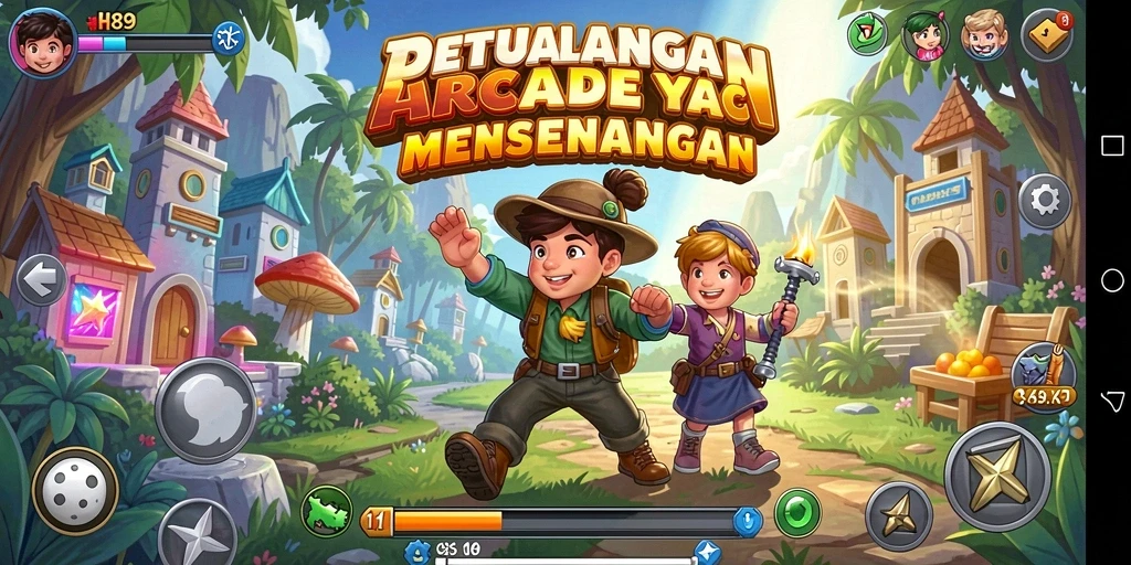 Gameplay seru H89 dengan karakter berwarna-warni dan tantangan seru.