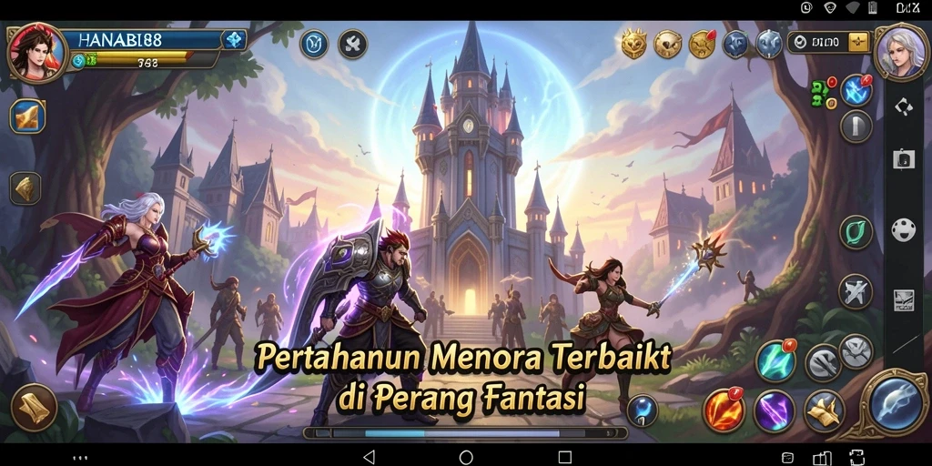 Screenshot gameplay Tower Defense HANABI88 yang menampilkan serangan spektakuler.