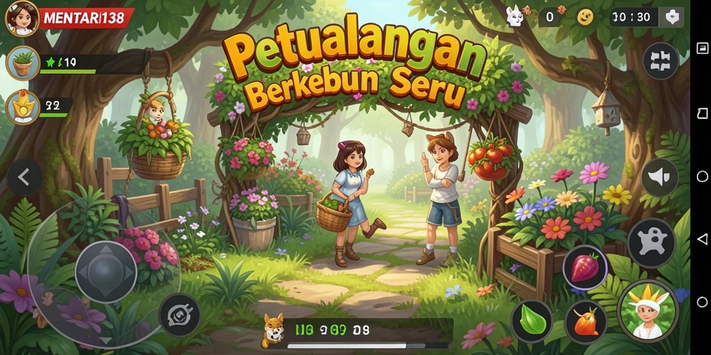 Screenshot gameplay MENTARI138 menampilkan lahan pertanian yang subur dan aktivitas bertani.
