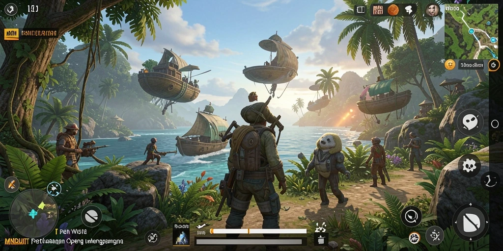 Screenshot gameplay MNDUIT menampilkan petualangan seru di dunia terbuka.