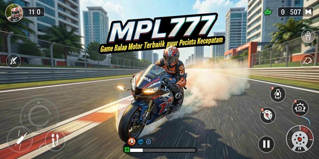 Screenshot utama MPL777 menampilkan aksi balap motor yang mendebarkan.
