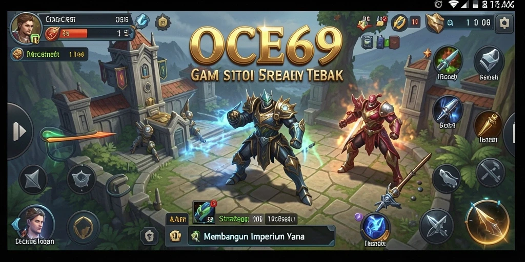 Tampilan gameplay OCE69 yang menampilkan pertarungan epik dalam strategi SLG.