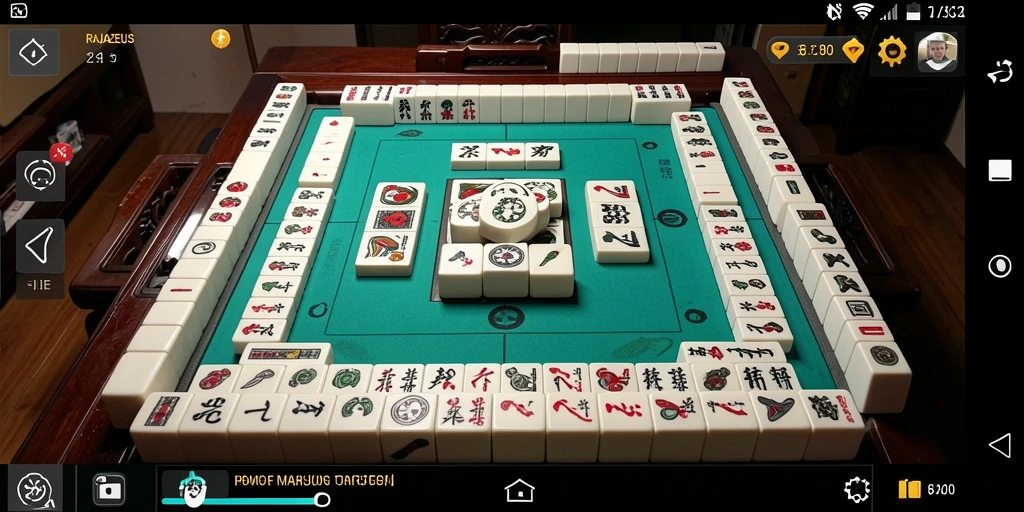 Tampilan gameplay menantang di RAJAZEUS dengan ubin Mahjong yang berwarna-warni.