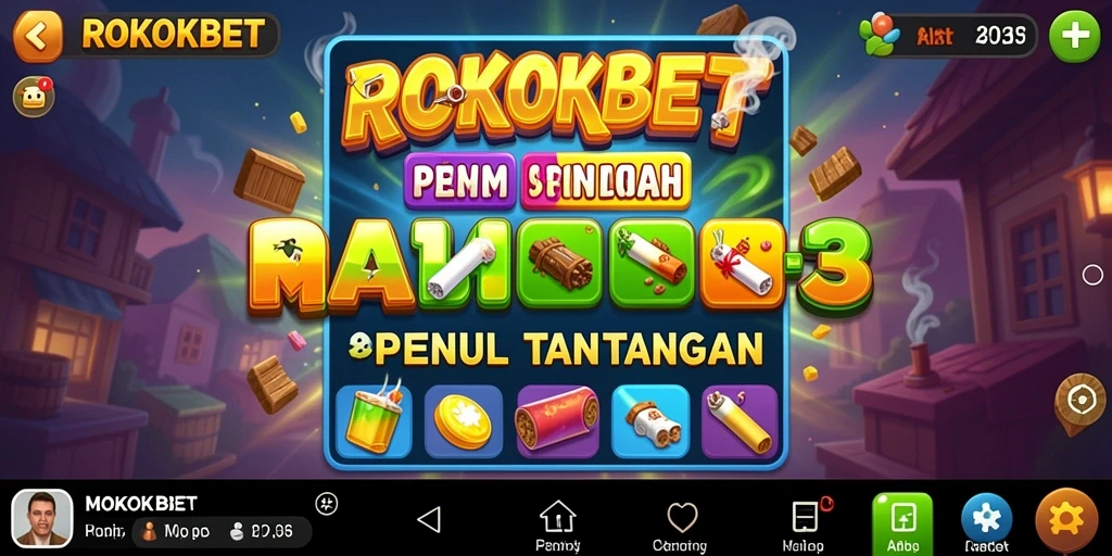 Tangkapan layar dari gameplay ROKOKBET yang menampilkan pertarungan Match-3.