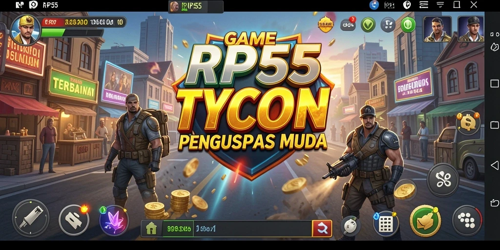Tampilan gameplay RP55 yang menarik dengan elemen Tycoon.