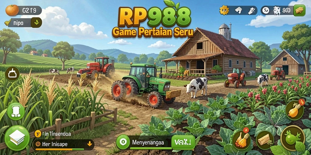 Tampilan gameplay menarik dari RP888 dengan aktivitas bertani.