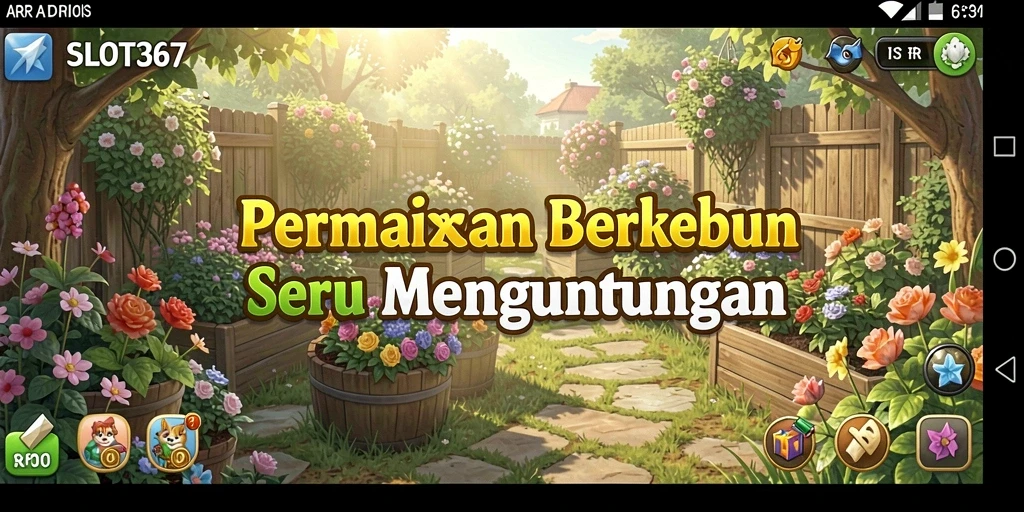 Tampilan gameplay SLOT367 yang menarik dan penuh warna saat berkebun.