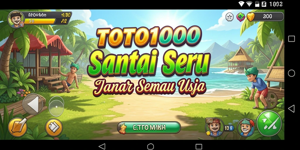 Tampilan gameplay TOTO1000 dengan warna-warna cerah dan desain yang menarik.